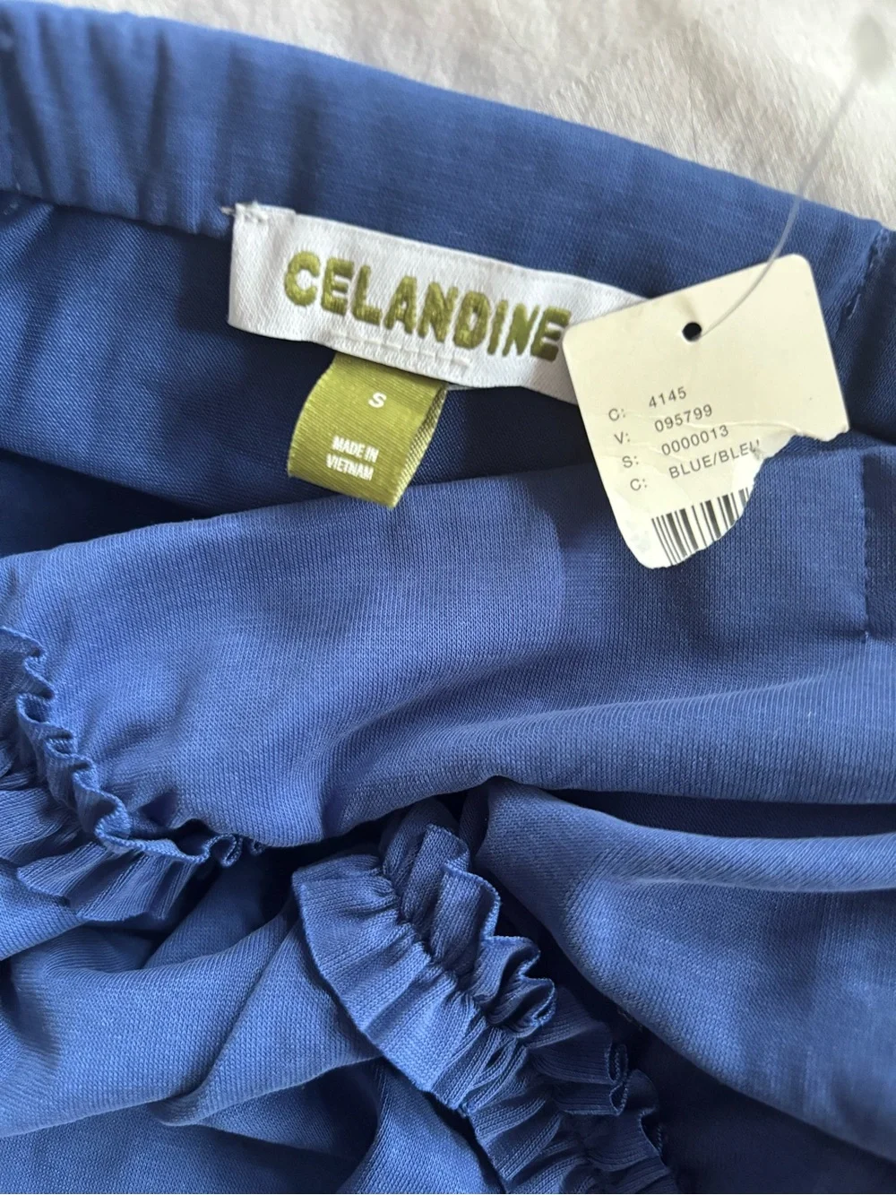 Anthropologie Celandine The Gabbie Ruched Midi Skirt in Blue sz Small